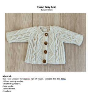 Hand knitting pattern - Ossian Baby aran - Digital copy